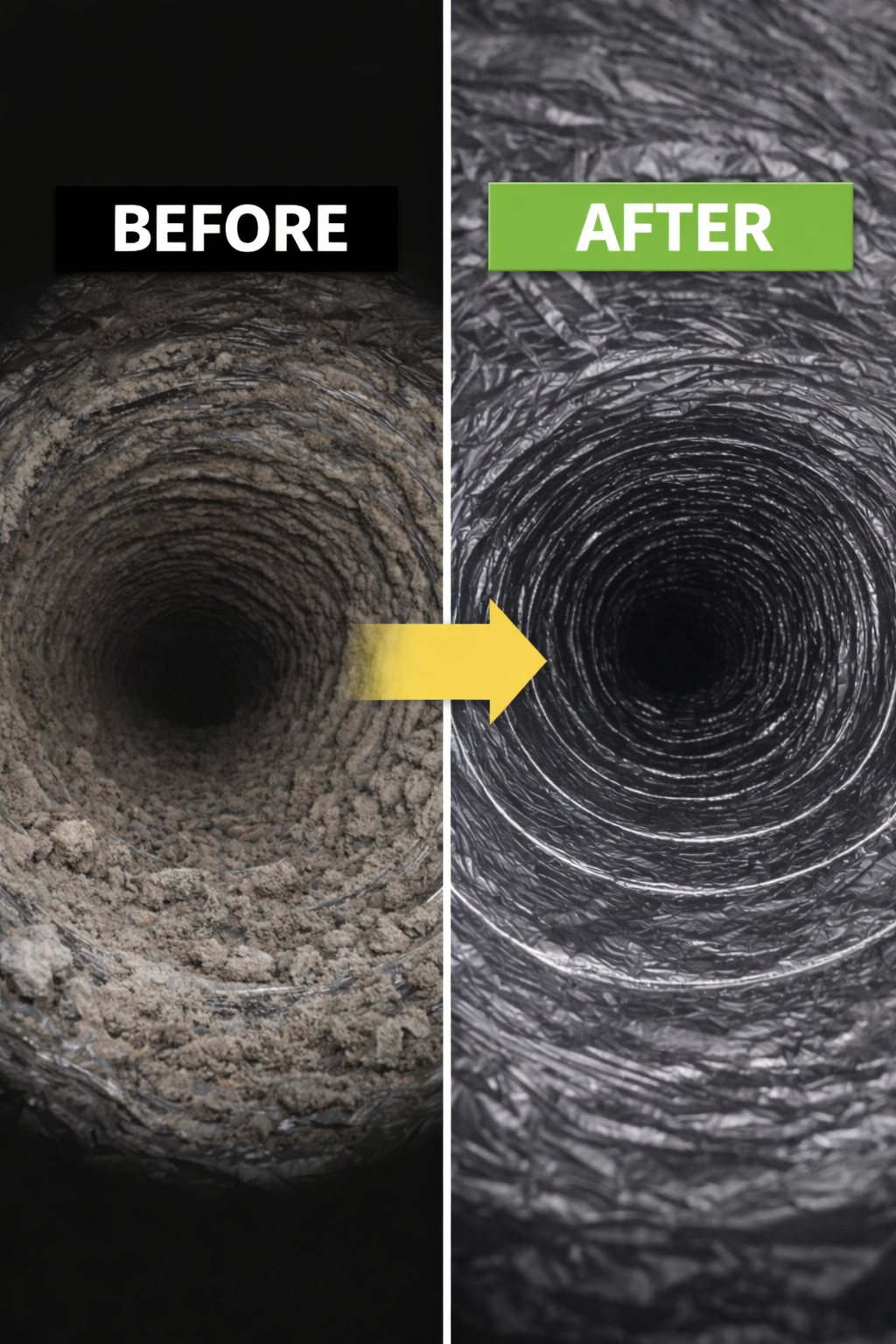 air duct before and after cleaning