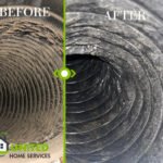 before and after photo of air duct cleaning 2024