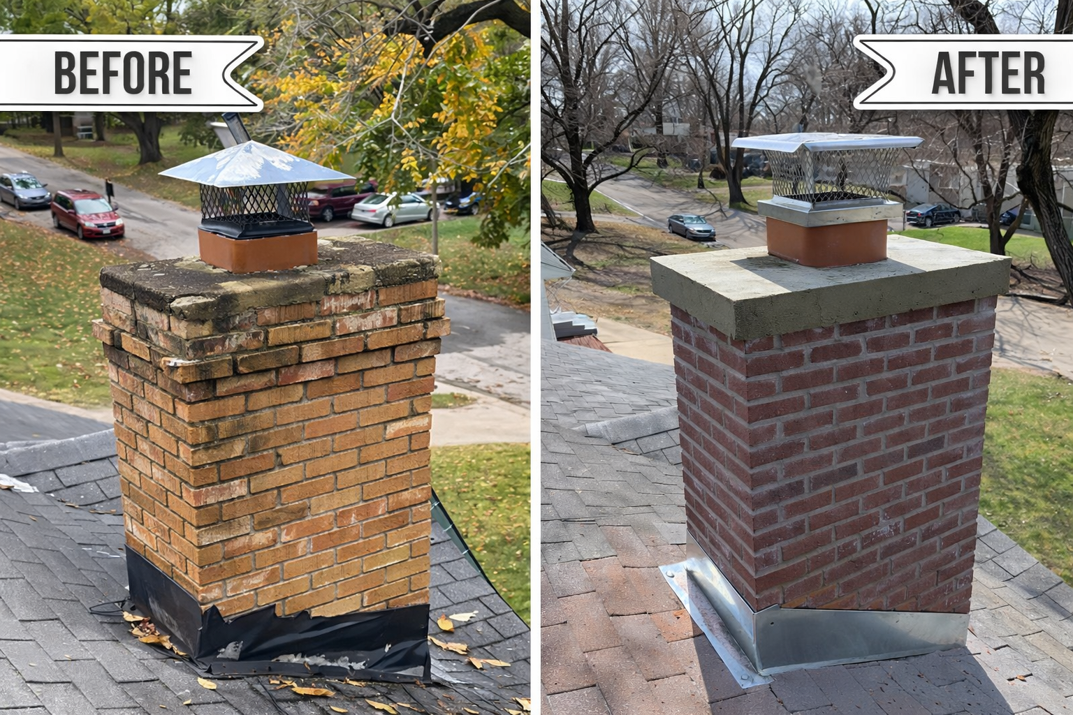 chimney repair before and after