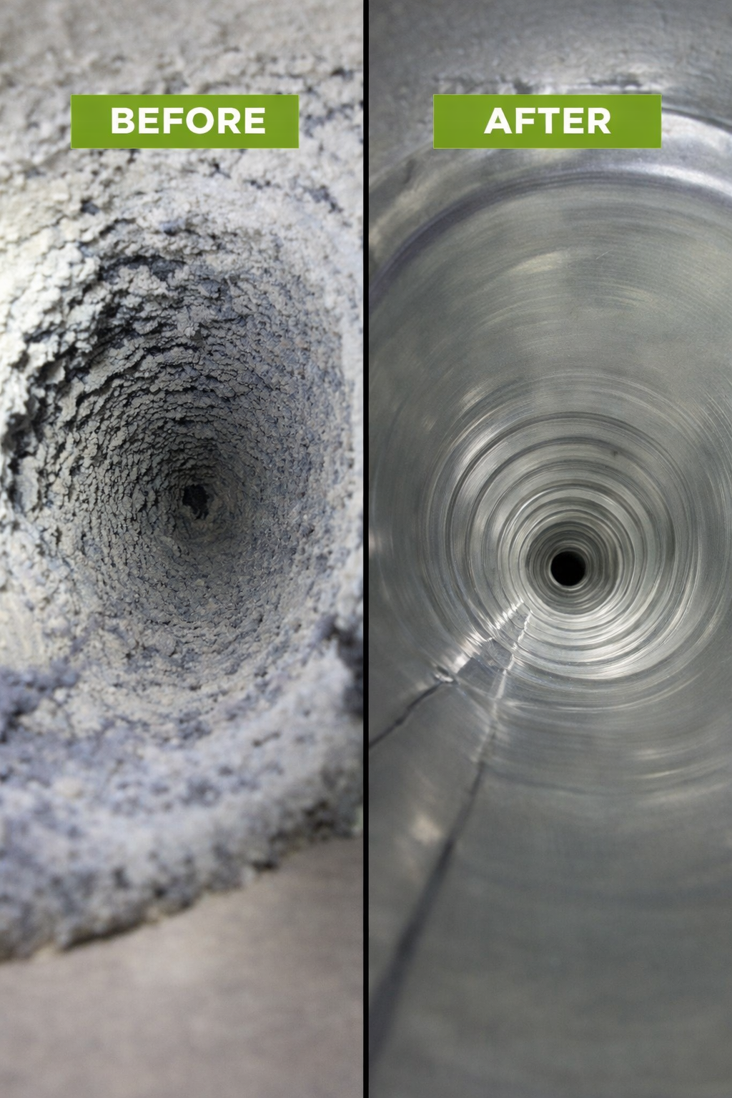 dryer vent cleaning comparison before and after